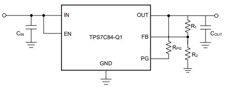 Application Circuit Diagram - Texas Instruments TPS7C84-Q1 Low-Dropout (LDO) Regulator